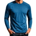 thumbnail image 2 of ZVAVZ Solid Long Sleeve T-Shirts for Men Ice Silk Crew Neck Athletic Tee Shirts Quick Dry Running Workout Tees Lightweight Stretchy Fitness Tops Blue S, 2 of 6