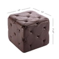 thumbnail image 3 of 7th Haven Inc. WOVENBYRD 19" Square Pintucked Ottoman Light Brown Faux Leather, 3 of 5