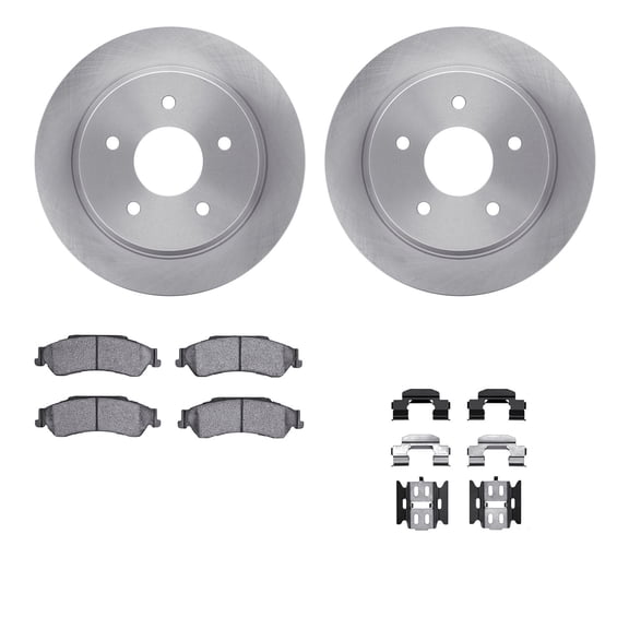 Dynamic Friction Company Rear Brake Rotors with Ultimate Duty Performance Brake Pads includes Hardware 6412-48055