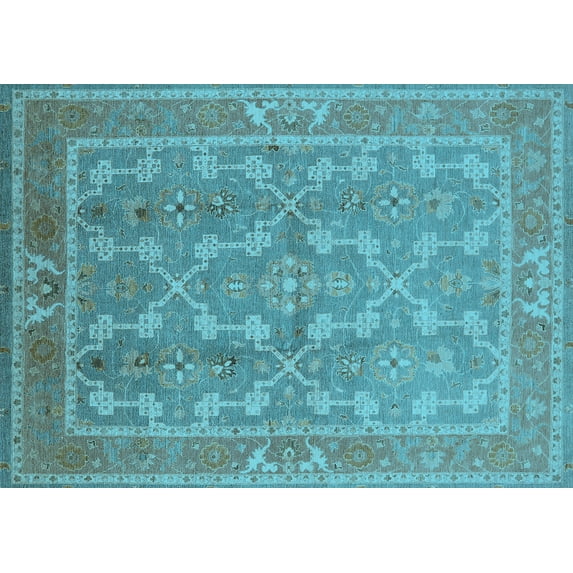 Ahgly Company Indoor Rectangle Oriental Light Blue Industrial Area Rugs, 2' x 3'