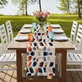 thumbnail image 4 of Navy Blue Burnt Orange Botanical 108 Inch Table Runner, Vintage Leaves Farmhouse Dresser Scarf Cotton & Linen Tablerunner for Dining/Kitchen Island/Holiday Party Décor 13" x 108", 4 of 9