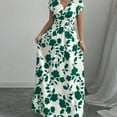 thumbnail image 2 of MORTTIC Women's Floral Print V-Neck Maxi Dress with Elastic Waist Bohemian Summer Casual Long Dress Green，L, 2 of 6