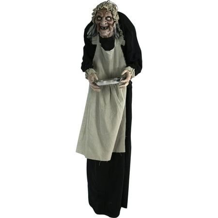 Haunted Hill Farm Life-Size Animatronic Indoor/Covered Outdoor Zombie Maid Halloween Decoration