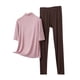 thumbnail image 3 of TaTaai Womens high neck pajama set, 3/4 sleeves, solid color modal, casual trendy, breathable skin-friendly, comfortable fit, great for spring & autumn bedtime & relaxation Gift, 3 of 5