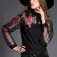thumbnail image 1 of Blusa de mujer vintage, camisa de manga larga Eccomum Negro L, 1 of 7