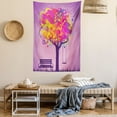 thumbnail image 2 of Tree Tapestry, Retro Picture of Graffiti Colorful Tree with Circle Patterns and Swing Childhood Graphic, Wall Hanging for Bedroom Living Room Dorm Decor, 60W X 80L Inches, Multi, by Ambesonne, 2 of 5