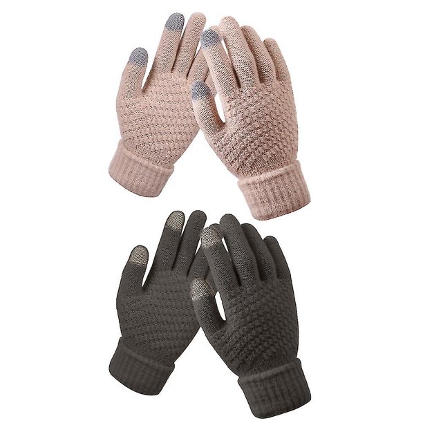 Guantes de invierno para pantalla táctil Guantes de punto con forro polar cálido Puño elástico Guantes para mensajes de texto de invierno