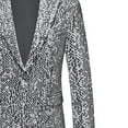 thumbnail image 2 of Men's Sparkly Suit Blazers Slim Fit Party Sequin Shiny Blazer Jackets Lapel Collar Long Sleeve Festive Outfits (2XL, Gray), 2 of 5