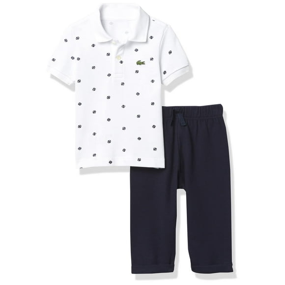 Lacoste Baby Boy's Polo Layette Set, Navy Blue/White, 6M