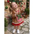 thumbnail image 5 of RUINIXCW Toddler Girl Christmas Gingerbread Dress with Bow Long Sleeve A-line Dress, 5 of 8