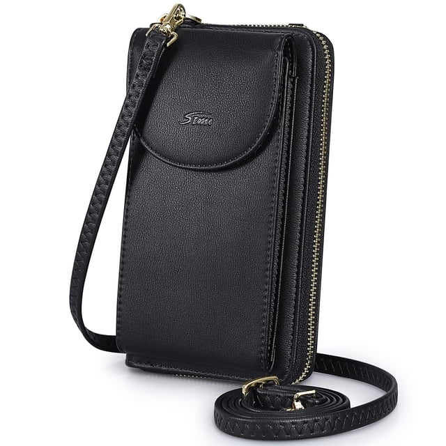 Bandolera S-ZONE pequeña para mujer con bloqueo RFID, cartera