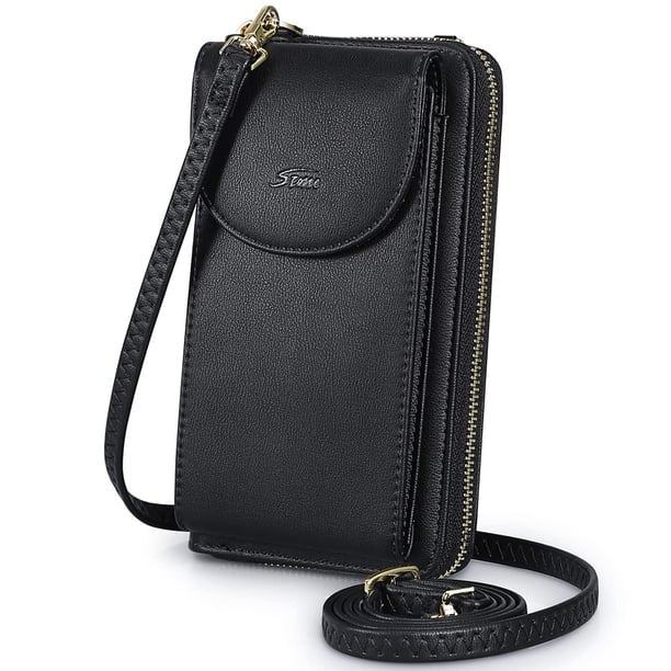 Bandolera S-ZONE pequeña para mujer con bloqueo RFID, cartera