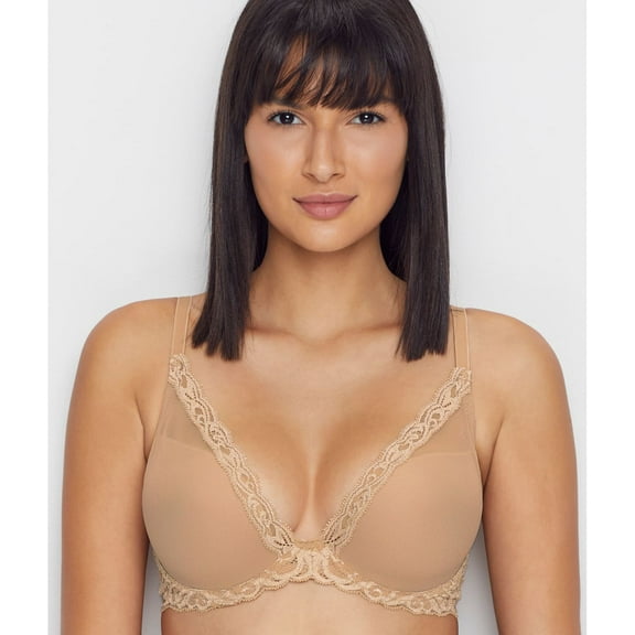 NATORI Cafe Feathers Contour Plunge Bra, US 36G, UK 36F, NWOT
