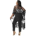 thumbnail image 2 of Women's Plus Size Long Lace Crochet Embroidered Kimono Cardigans with Half Sleeves, Black, 3X-Large/4X-Large, 2 of 7