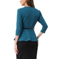 thumbnail image 3 of INSPIRAR CHIC Blusas Peplum para Mujeres de Manga 3/4 con Cinturón Elegante para Trabajo XL Azul Lago, 3 of 6