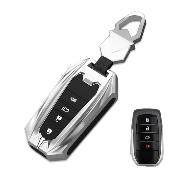 Zinc Alloy Smart Car Key Fob Case Cover Protector Holder Shell Compatible for Toyota Land Cruiser Venza RAV4 Prime Hilux Fortuner Tundra Corolla 2019-2022