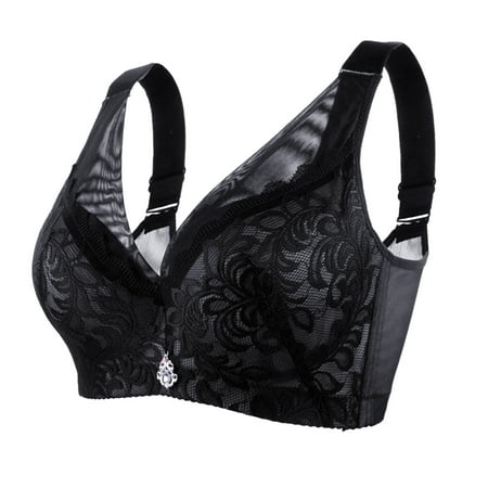 

Zuwimk Bras For Women Full Coverage Women’s Push Up Lace Bra Comfort Padded Underwire Bra Lift Up Add One Cup Black 34/75C