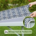 thumbnail image 6 of Blue Floral Ornament Pattern Square Fitted Tablecloth with Elastic Edge,Square Table Cover,Washable Elastic Table Cover for Home Kitchen Party Decor 34"x34", 6 of 6