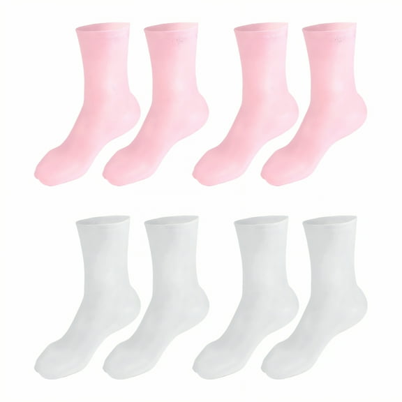 TELOLY 4Pairs Silicone Socks,Size 35-39 Silicone Socks for Dry Cracked Feet Women,High Elasticity, Skin-Friendly Moisturizing Heel Socks,Combination1,S