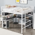 thumbnail image 2 of Harper & Bright Designs Metal Full Size Loft Bed with Desk, Full Loft Bed Frame with Storage Bookcase and Cabinet for Adults, White, 2 of 15