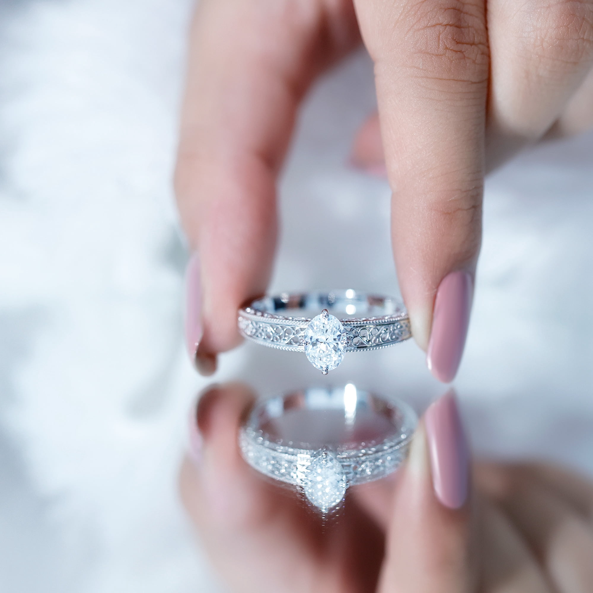 Rosec Jewels Vintage Inspired Lab Diamond Oval Engagement Ring - 1 Carat - Ready To Gift for Women, 14K White Gold, US 6.50