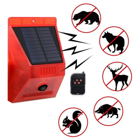 

enquiret Solar Warning Light Waterproof Sound Light Alertor Security Alarm Lamp with Remote Control for Outdoor Backyard Garden