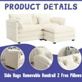 thumbnail image 3 of MOONMISS Chenille Upholstered Removable Armrests High Density Sponge Filling Oversized Double Sofa with Ottoman-Beige, 3 of 6