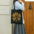 thumbnail image 5 of GOSMITH St. Patrick's Day Lucky Charm Gold Irish Clover Shamrock 2 Pcs Canvas Tote Bags Cute Aesthetic Tote Bags with Zipper Packing Books Black, 5 of 8