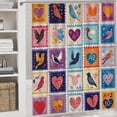 thumbnail image 5 of 4 Piece Shower Curtain Sets Shower Curtain And Rugs Shower Curtain Set Valentine's Day Love Stamps Waterproof Fabric Bath Curtains Heart Love Stamps Retro Valentines Day Decor for Bathtub Decor, 5 of 8