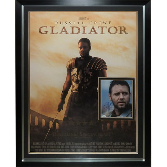 Gladiator Full-Size Movie Poster Deluxe Framed with Russell Crowe Autographed 8x10 Photo - JSA