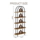 thumbnail image 2 of 5 niveles industrial metal arch estante con abiertos y adjustable feet - sturdy almacenamiento organizer para sala de estar, dormitorio, o oficina en casa (negra y brown), 2 of 7