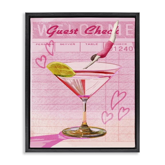 Stupell Industries Art Deco Diver into Cocktail Guest Check Black Floating Frame Canvas Art, 17 x 21, by Lil' Rue
