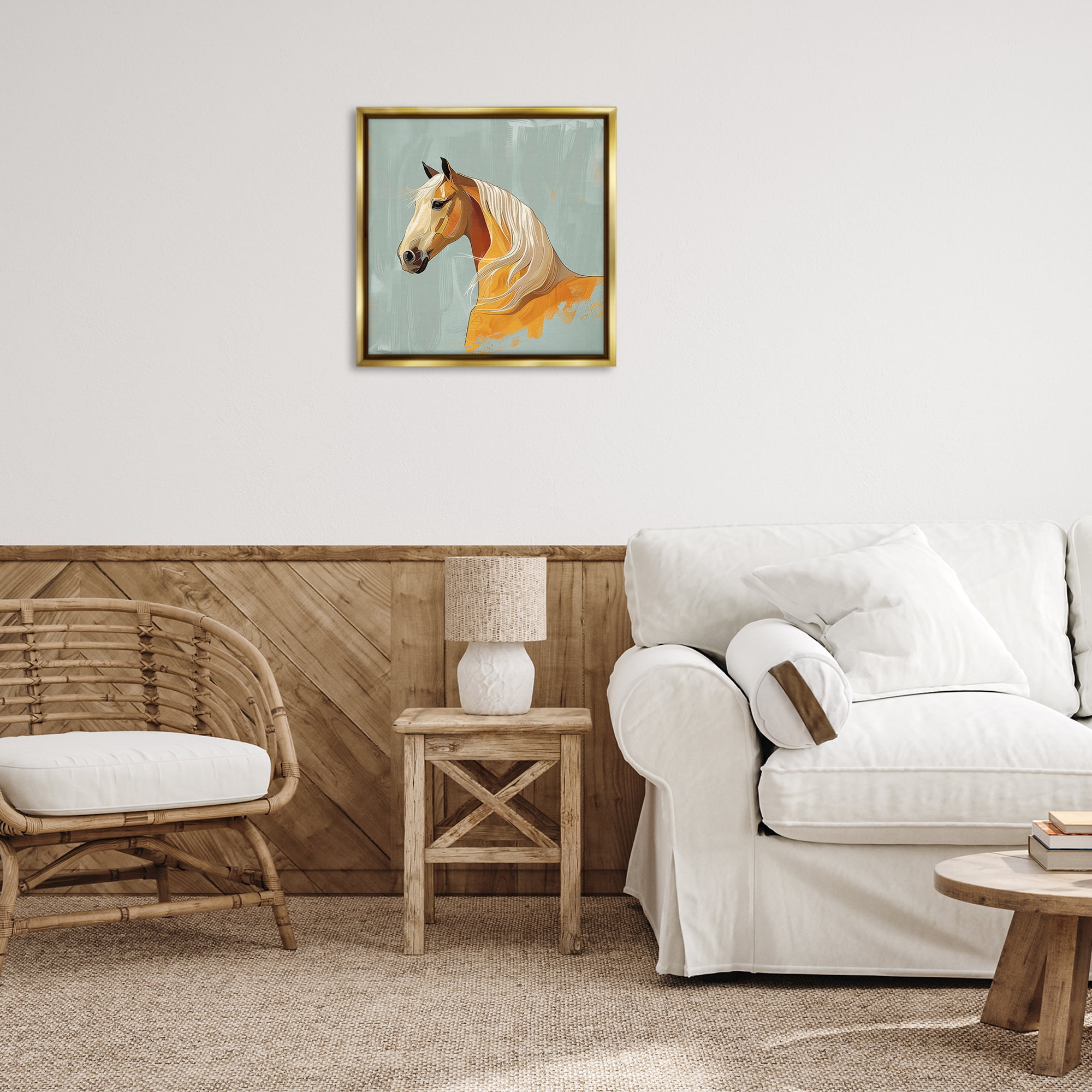 Stupell Industries Equine Elegance Portrait Animals Painting Gold Floater Framed Canvas Art Print Wall Art, 25 x 25