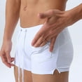 thumbnail image 6 of Men's Sexy Swimming Trunks - Elastic Waist, Zipper Pockets, Side Slits - Quick Dry Nylon/Spandex Beach Surf Shorts, 6 of 7