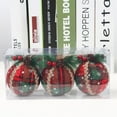 thumbnail image 4 of 8CM Red Plaid Foam Christmas Ball Ornament Tree Hanging Decor Set of 3, 4 of 5