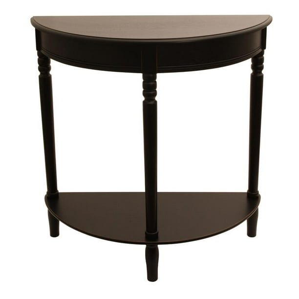 Simplicity 29 In Black Half Round Wood Console Table With Storage Com Black Half Round Wood Console Table, Half Round Console Table With Drawers