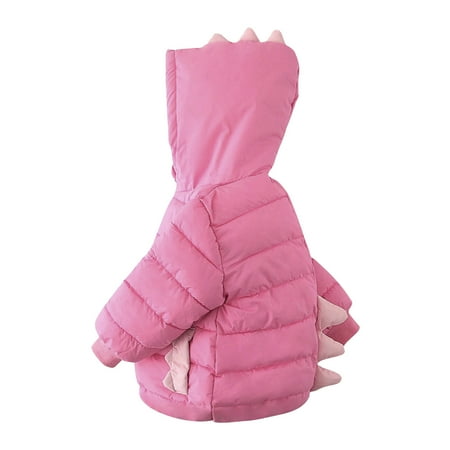 

jsaierl Toddler Boys Girls Winter Coat Cartoon Dinosaur Hooded Jacket Thicken Windproof Warm Outwear Cute Baby Coat 0-6 Years