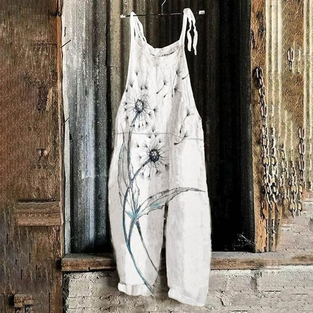 ICHUANYI Liquidación Mujer Moda Casual Impreso Bolsillo Mameluco Largo Traje Correa Camis Mono ICHUANYI WER202308253673