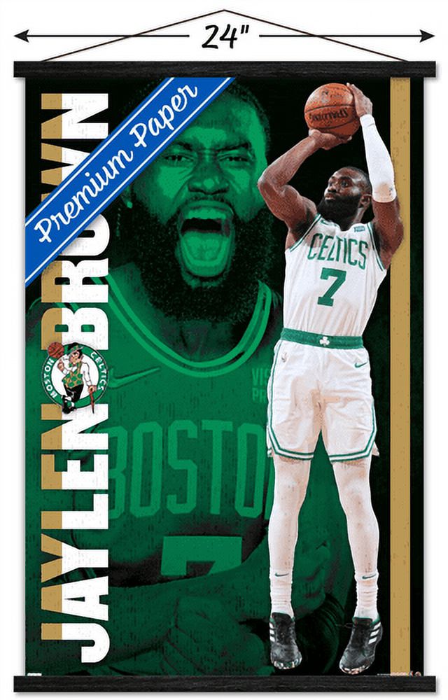 NBA Boston Celtics - Jaylen Brown 21 Wall Poster with Wooden Magnetic Frame, 22.375" x 34"