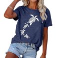 thumbnail image 2 of LUOGENLI T-shirts pour Femme pour Femmes T-shirts Décontractés pour Femmes avec Imprimé de Tortues de Mer Col Rond Manches Courtes T-Shirt Haut T-shirts pour Femmes T-Shirt Graphique Fête de la Saint-Patrick Bleu Foncé TTG, 2 of 4