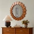 thumbnail image 2 of LuxenHome Pine Wood Frame 35-Inch Round Wall Mirror, 2 of 9