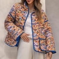 thumbnail image 2 of Women's Cropped Quilted Jacket Floral Printed Lightweight Padded Puffer Cardigan Coat Outwear 2025 Fall Winter, 2 of 7