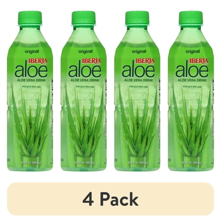 (4 pack) Iberia Original Aloe Vera Drink 16.9 fl oz Smooth Texture and Natural Flavor