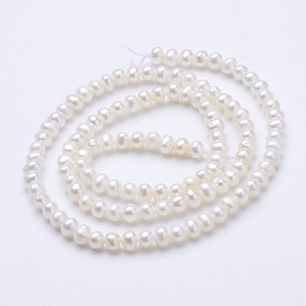 Natural Cultured Freshwater Pearl Beads Strands Potato White 3.1~3.5x4~4.5mm Hole: 0.5mm about 105~110pcs/strand 15~15.3 inch DIY