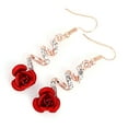 thumbnail image 4 of Pendientes de rosa con diamantes de imitación para mujer, de aleación, brillantes, exquisitos y elegantes, joyería para fiesta de boda., 4 of 12