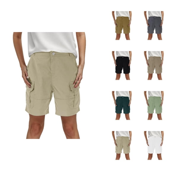 Cargo Shorts Women 2026 Summer High Waist Wide Straight Leg Relaxed Fit Casual Office Work Shorts with Pockets