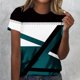 thumbnail image 5 of Tops Cortos para las Mujeres, Estampado Cuello Redondo Camiseta de Manga Corta, Moda Casual Blusa de Poliéster Ligero, 5 of 8