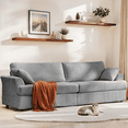 thumbnail image 3 of 87" Cloud Comfy Sofa Couch with Deep Seat and Thick Cushion, Corduroy Upholstered Fabric Soft Couch for Living Room Office, Gray, 3 of 10