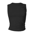 thumbnail image 5 of Women'S Tank Tops Loose Fit Undershirt Solid-color Irregular Pleated Waist-cinching Heart-shaped Hollowed-out Round-neck Upper Garment Black Fitted Tank Tops S-L, 5 of 9