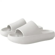 Women's Feather recovery pillow cloud Comfort slides sandal (White, 40-41)